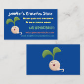 かわいいハッピーシードスプラウト漫画イラストレーション 名刺 (正面/裏面)