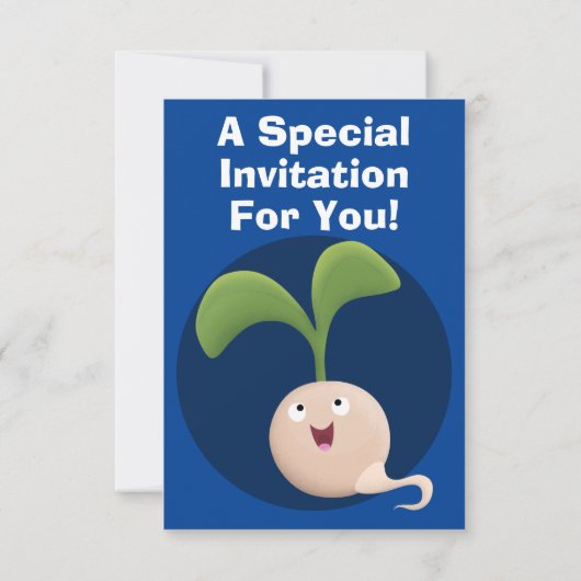 かわいいハッピーシードスプラウト漫画イラストレーション 招待状 (裏面)