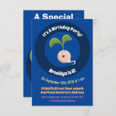 かわいいハッピーシードスプラウト漫画イラストレーション 招待状 (正面/裏面)