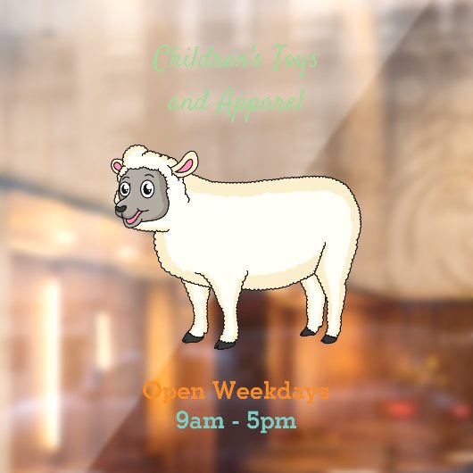 かわいいハッピーシープマンガイラストレーション ウィンドウサイン (シート2)