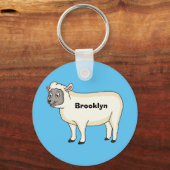 かわいいハッピーシープマンガイラストレーション キーホルダー (正面)