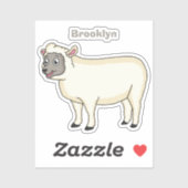 かわいいハッピーシープマンガイラストレーション シール (シート)