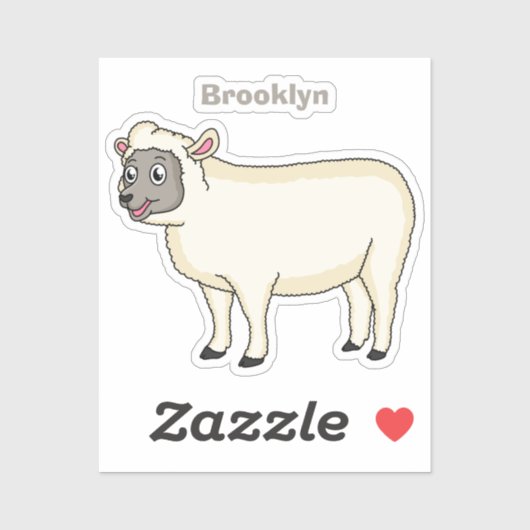 かわいいハッピーシープマンガイラストレーション シール (シート)