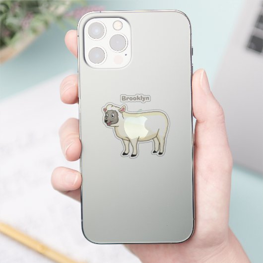 かわいいハッピーシープマンガイラストレーション シール (スマートフォン)