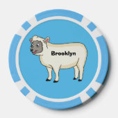 かわいいハッピーシープマンガイラストレーション ポーカーチップ (裏面)