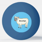 かわいいハッピーシープマンガイラストレーション 卓球ボール (裏面)