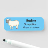 かわいいハッピーシープマンガイラストレーション 名札 (インサイチュ)