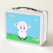 かわいいハッピーシープマンガフラワー&スター メタルランチボックス (裏面)