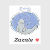 かわいいハッピーシールと魚の漫画イラストレーション シール (シート)