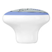 かわいいハッピーシールと魚の青い漫画イラストレーション セラミックノブ (側面)