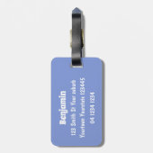 かわいいハッピーシールと魚の青い漫画イラストレーション ラゲッジタグ (裏面縦)