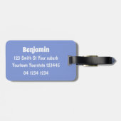 かわいいハッピーシールと魚の青い漫画イラストレーション ラゲッジタグ (裏面横)