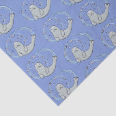 かわいいハッピーシールと魚の青い漫画イラストレーション 薄葉紙 (詳細)