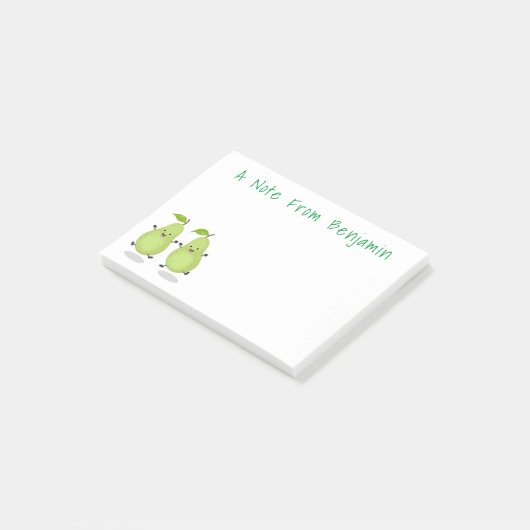 かわいいハッピージャンプ梨の漫画イラストレーション ポストイット (アングル)