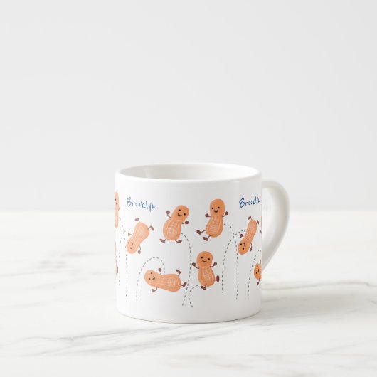 かわいいハッピージャンプ落花生の漫画イラストレーション エスプレッソカップ (正面右)