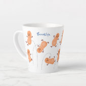 かわいいハッピージャンプ落花生の漫画イラストレーション カフェラテマグ (左アングル)