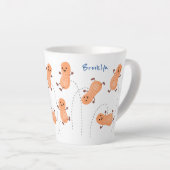 かわいいハッピージャンプ落花生の漫画イラストレーション カフェラテマグ (右アングル)