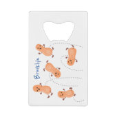 かわいいハッピージャンプ落花生の漫画イラストレーション クレジットカード栓抜き (正面)