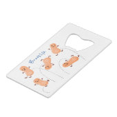 かわいいハッピージャンプ落花生の漫画イラストレーション クレジットカード栓抜き (正面アングル)