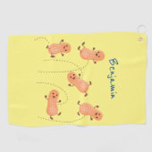 かわいいハッピージャンプ落花生の漫画イラストレーション ゴルフタオル (横)