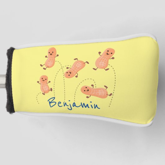 かわいいハッピージャンプ落花生の漫画イラストレーション ゴルフヘッドカバー (正面)