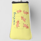 かわいいハッピージャンプ落花生の漫画イラストレーション ゴルフヘッドカバー (回転90)