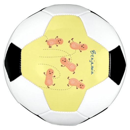 かわいいハッピージャンプ落花生の漫画イラストレーション サッカーボール (回転)