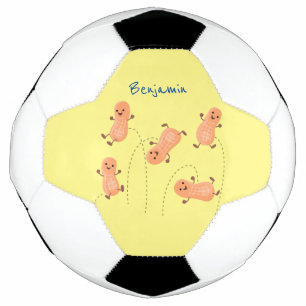 かわいいハッピージャンプ落花生の漫画イラストレーション サッカーボール