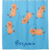 かわいいハッピージャンプ落花生の漫画イラストレーション シャワーカーテン (正面)