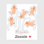 かわいいハッピージャンプ落花生の漫画イラストレーション シール (シート)