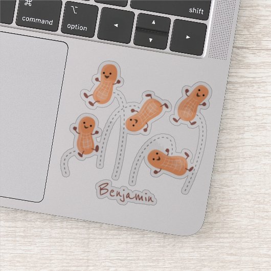 かわいいハッピージャンプ落花生の漫画イラストレーション シール (詳細)