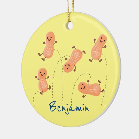 かわいいハッピージャンプ落花生の漫画イラストレーション セラミックオーナメント (左)