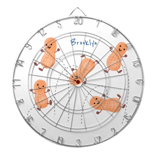 かわいいハッピージャンプ落花生の漫画イラストレーション ダーツボード (正面)