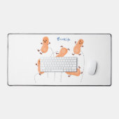 かわいいハッピージャンプ落花生の漫画イラストレーション デスクマット (キーボード&マウス)