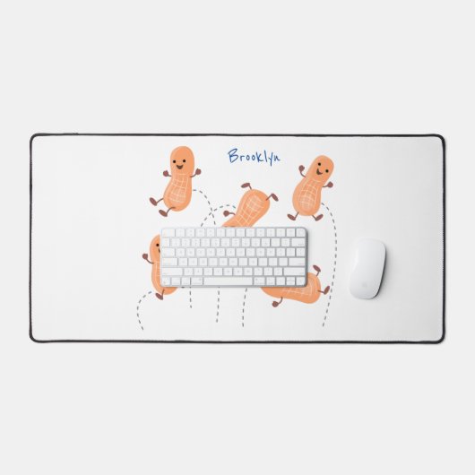 かわいいハッピージャンプ落花生の漫画イラストレーション デスクマット (キーボード&マウス)