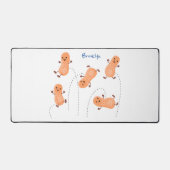 かわいいハッピージャンプ落花生の漫画イラストレーション デスクマット (正面)