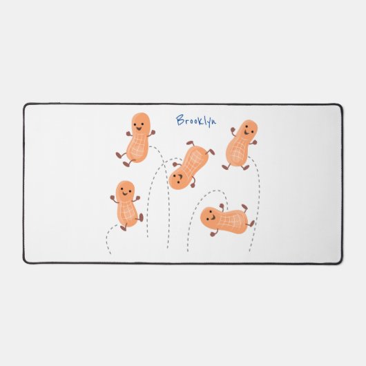 かわいいハッピージャンプ落花生の漫画イラストレーション デスクマット (正面)