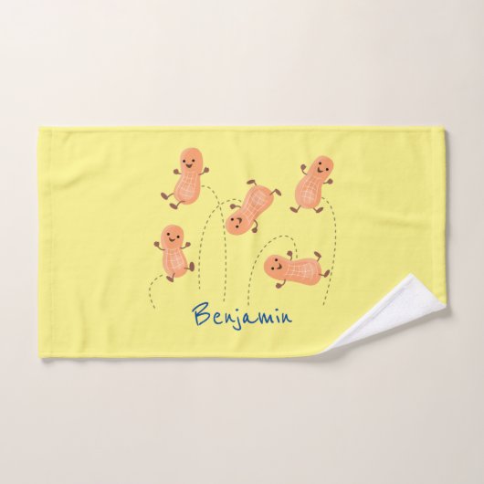 かわいいハッピージャンプ落花生の漫画イラストレーション バスタオルセット (ハンドタオル)