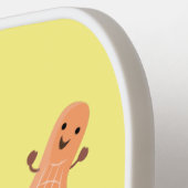 かわいいハッピージャンプ落花生の漫画イラストレーション ピックルボールラケット (左詳細)