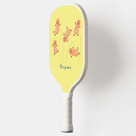 かわいいハッピージャンプ落花生の漫画イラストレーション ピックルボールラケット (左)