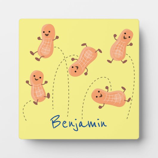 かわいいハッピージャンプ落花生の漫画イラストレーション フォトプラーク (正面)