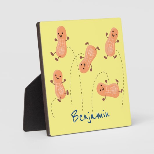 かわいいハッピージャンプ落花生の漫画イラストレーション フォトプラーク (正面)