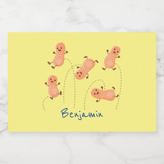 かわいいハッピージャンプ落花生の漫画イラストレーション フードラベル (シングルラベル)