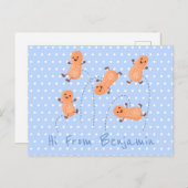 かわいいハッピージャンプ落花生の漫画イラストレーション ポストカード (正面/裏面)