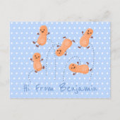 かわいいハッピージャンプ落花生の漫画イラストレーション ポストカード (正面)