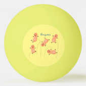 かわいいハッピージャンプ落花生の漫画イラストレーション 卓球ボール (裏面)