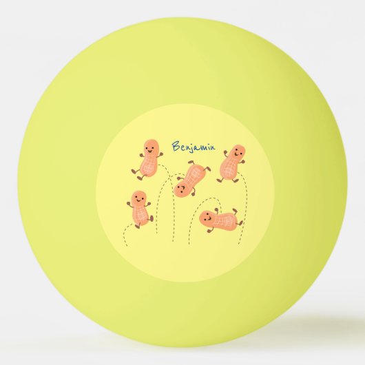 かわいいハッピージャンプ落花生の漫画イラストレーション 卓球ボール (正面)