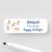 かわいいハッピージャンプ落花生の漫画イラストレーション 名札 (インサイチュ)