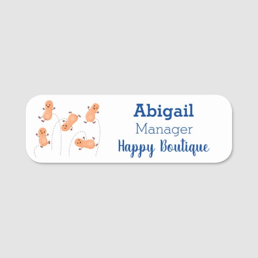 かわいいハッピージャンプ落花生の漫画イラストレーション 名札 (正面)