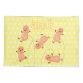 かわいいハッピージャンプ落花生の漫画イラストレーション 枕カバー (裏面)